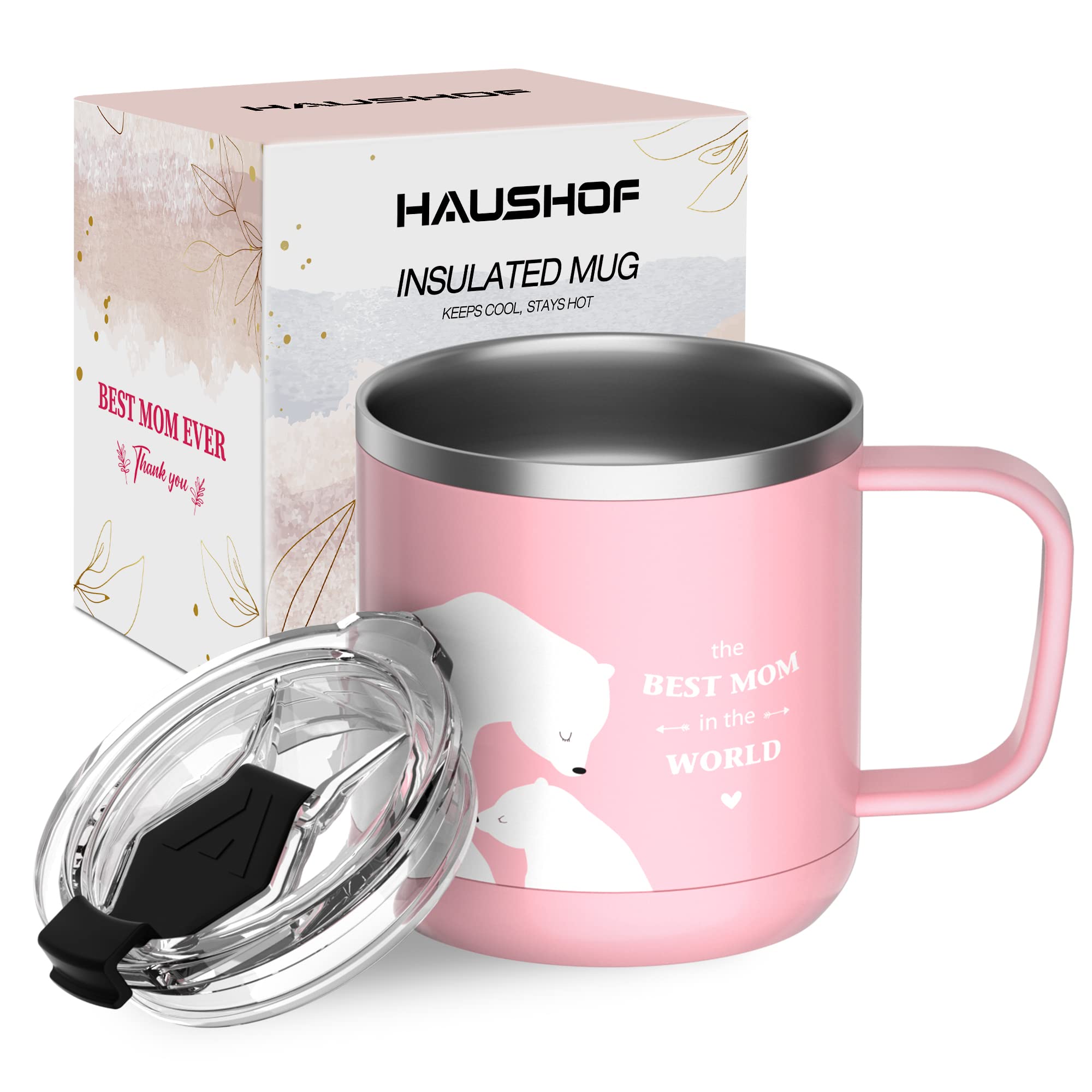 Amazon.com: HAUSHOF Mom Mug with Lid, 14 oz Insulated Coffee Mug